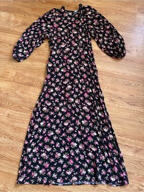 Zara Black Pink Floral Dress S